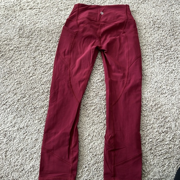 Lululemon All the Right Places High Rise Red Maroon Leggings - Picture 3 of 6